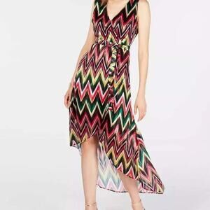 INC Dark Pink Zig Zag Hi-Low Dress - NWT - 18